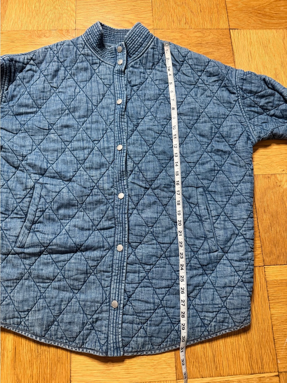 BlankNYC Chambray Denim Cotton Quilted Jacket Snap Cottagecore Boho Blank NYC - Picture 9 of 9